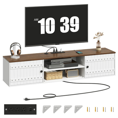 Farmhouse Floating TV Stand with Doors