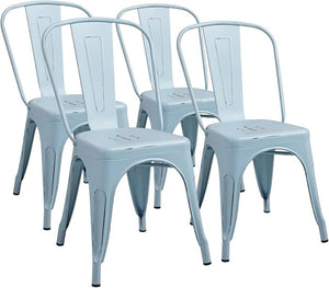 Stackable Metal Dining Chair Set of 4 – Indoor & Outdoor