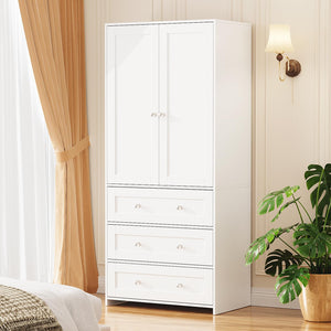 Armoire Wardrobe Closet with Mirror & Drawers