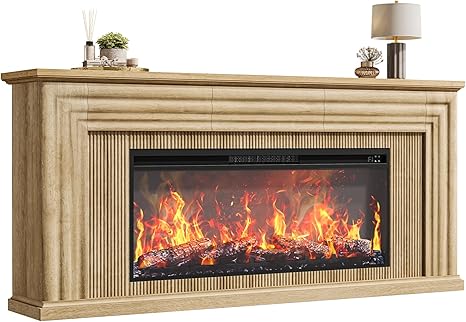 70" Fireplace TV Stand with 42" Electric Fireplace & 3 Drawers