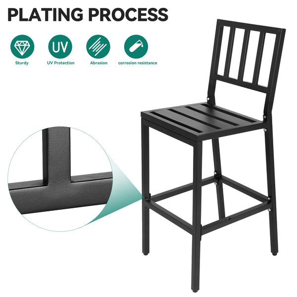 Outdoor Bar Stools Set of 2 with Cushion, Metal Patio Bar Stools All-Weather