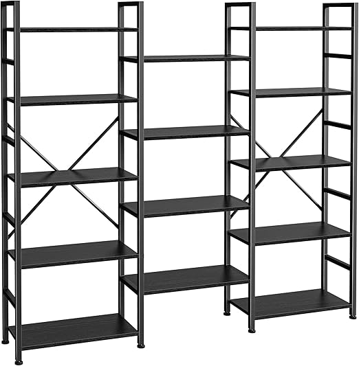 Industrial Ladder Bookshelf with Adjustable Shelves