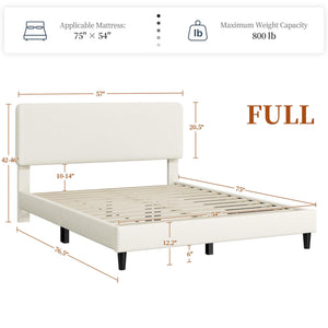 Upholstered Platform Bed Frame with Adjustable Headboard