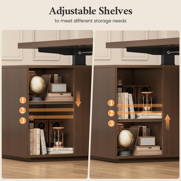 Electric Standing Desk with Dual-Side Storage & Power Outlets
