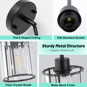 Black Crystal Pendant Lights for Kitchen Island