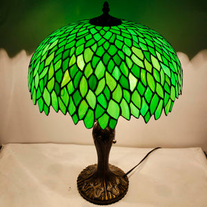 Tiffany Style Stained Glass Table Lamp – Green Wisteria