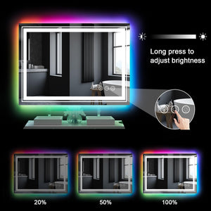 48"x40" LED Bathroom Mirror with RGB Backlit, Anti-Fog & Dimmer