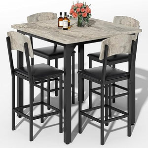 5-Piece Counter Height Dining Table Set with 4 Bar Stools