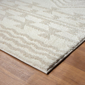Cream Moroccan Area Rug – High-Low Pile, Stain-Resistant Polypropylene
