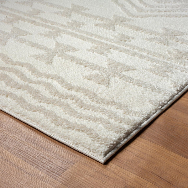 Cream Moroccan Area Rug – High-Low Pile, Stain-Resistant Polypropylene