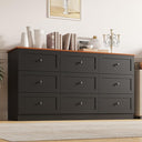 9 Drawer Dresser 59" Wide – Chest of Drawers with Metal Handles