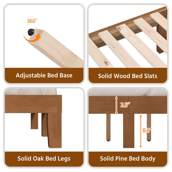 Queen Platform Bed Frame with LED Headboard