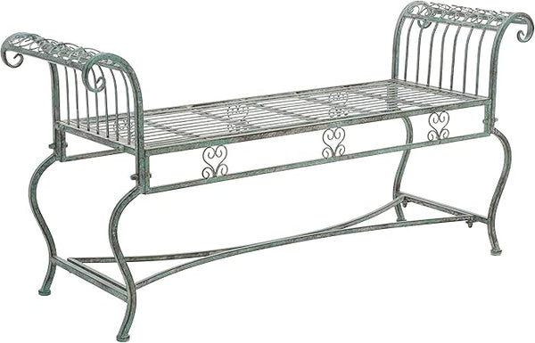 Iron Garden Bench – Antique Scrollwork, 2-Person Outdoor Seat
