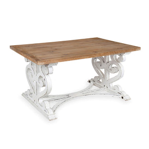 Rustic Carved Wood Coffee Table