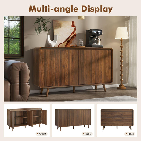 55" Mid-Century Modern Sideboard Buffet Cabinet with Storage