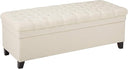 Tufted Fabric Storage Ottoman with Birch Legs