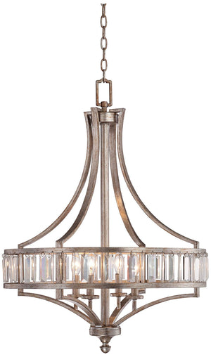 Art Deco Crystal Chandelier – 4-Light Silver Ceiling Fixture