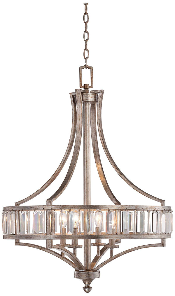 Art Deco Crystal Chandelier – 4-Light Silver Ceiling Fixture