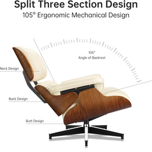 Mid-Century Chaise Lounge Chair with Ottoman