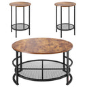 3-Piece Round Coffee Table Set with Metal Legs