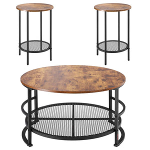 3-Piece Round Coffee Table Set with Metal Legs