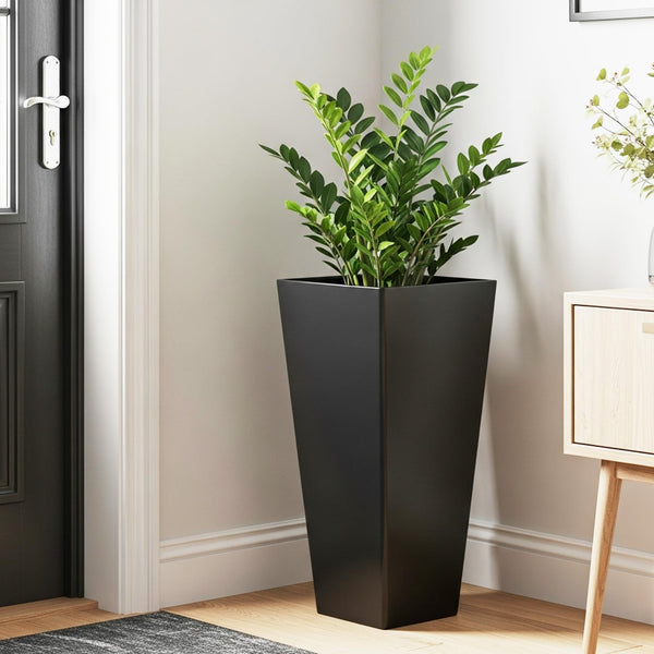 Large 28-Inch Tall Planters Set of 2 with Drainage Hole and Tray