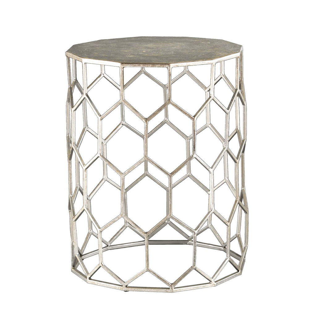 Honeycomb Metal Round Accent Table