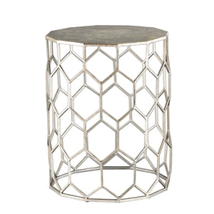 Honeycomb Metal Round Accent Table