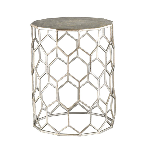 Honeycomb Metal Round Accent Table