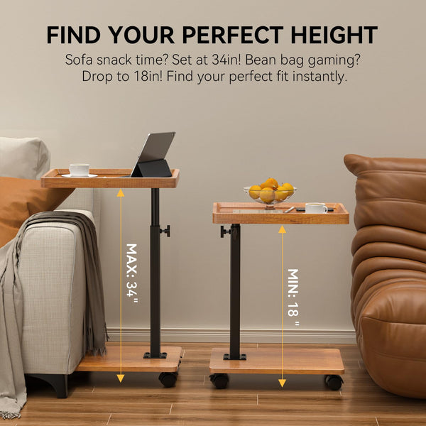C-Shaped Adjustable End Table with Swivel