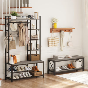 47-Inch Industrial Entryway Bench with Shoe Storage