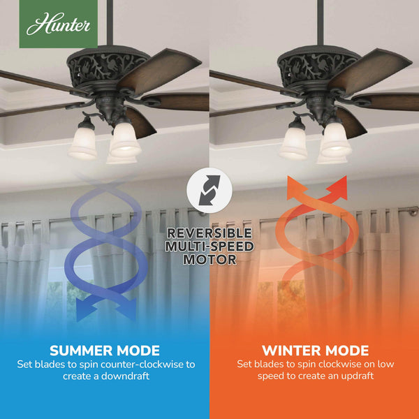 54-Inch Traditional Ceiling Fan with LED Lights and Remote