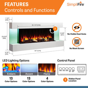 Wall Mount Electric Fireplace with Floating Mantel