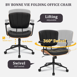 Mid-Century Modern Office Chair with Walnut Back