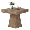 Square Dining Table 31.5" – Rustic Wood, Pedestal Base