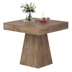 Square Dining Table 31.5" – Rustic Wood, Pedestal Base