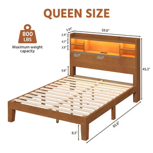 Queen Platform Bed Frame with LED Headboard