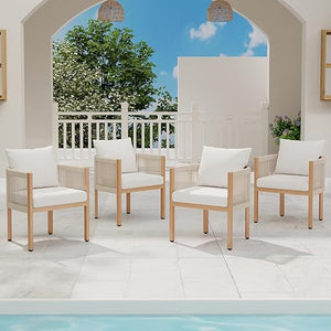 Outdoor Rope Dining Chairs with Cushions