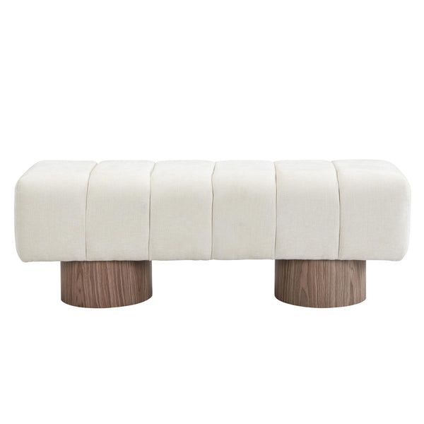 50" Chenille Fabric Upholstered Dining Bench for 2