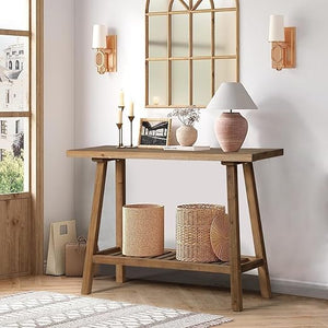 Reclaimed Wood Console Table with 2-Tier Storage
