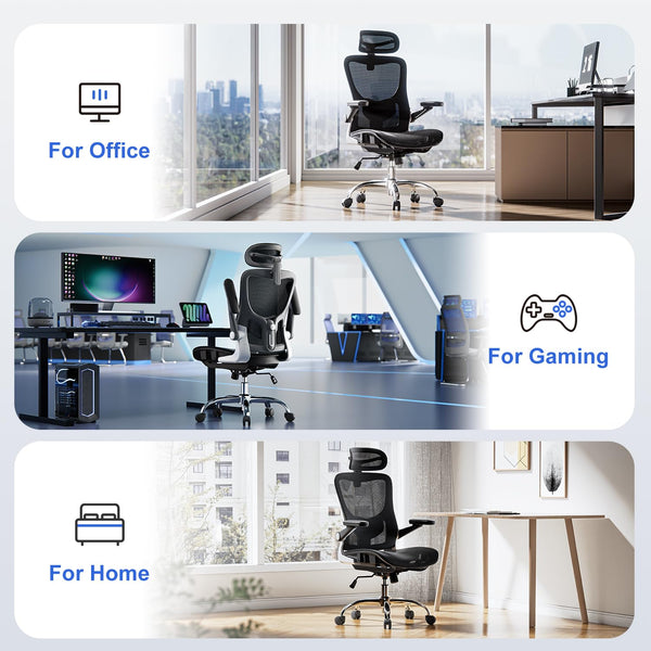 Ergonomic Mesh Office Chair with 3D Armrests & Adjustable Lumbar Support