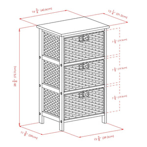 3-Tier Wood Storage Rack with Foldable Baskets – Black