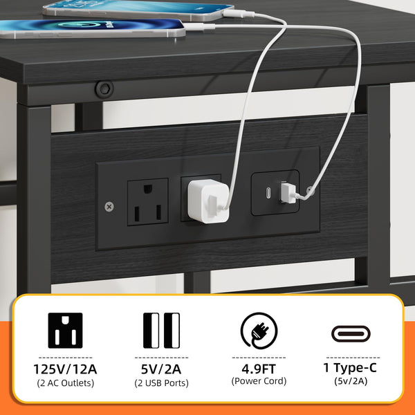 3-Tier Printer Stand with Power Outlet & Rolling Wheels