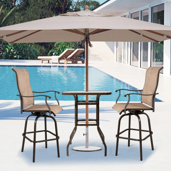 Outdoor Bar Height Patio Table with Umbrella Hole