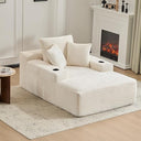 Oversized Corduroy Chaise Lounge Sofa Chair with Pillows & Cup Holders