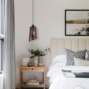 Black Gold Hollow-Carved Pendant Light – Farmhouse Metal Fixture