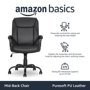 Mid-Back Office Chair with PU Padded Seat & Armrests