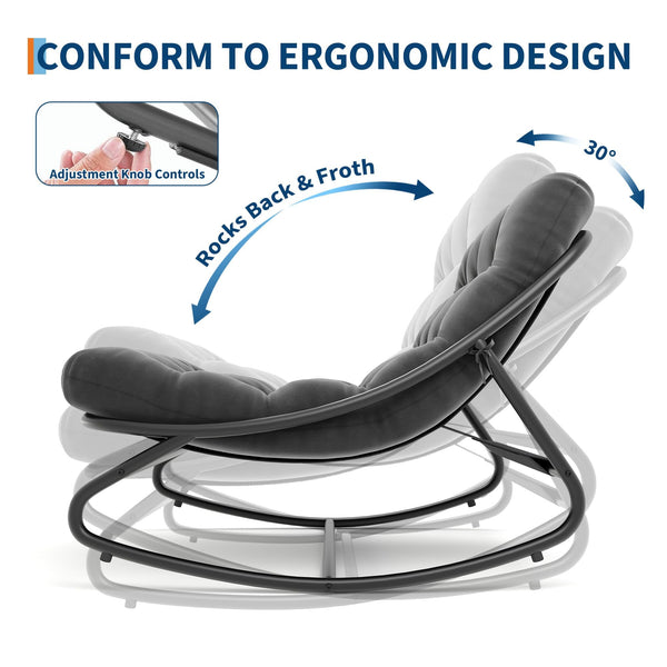 Outdoor Metal Rocking Chair with Thick Cushion – 450 lbs Capacity