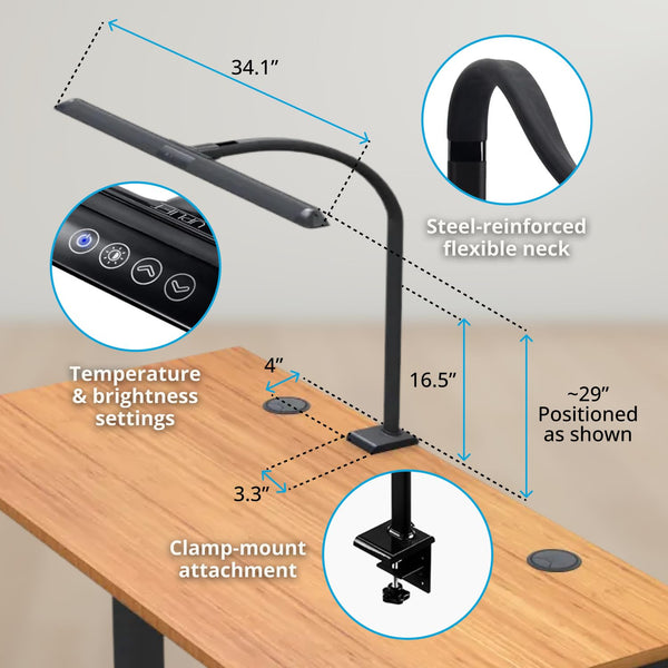 Sliding Flex Clamp LED Desk Lamp