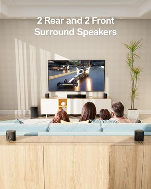 7.1ch Virtual Surround Sound Bar with 4 Surround Speakers & Subwoofer